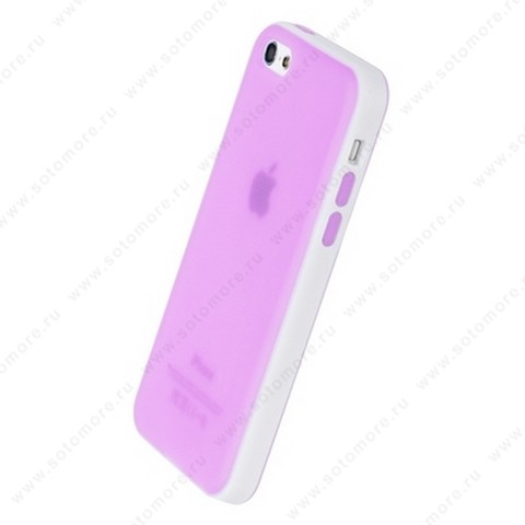 Накладка силиконовый TPU для Apple iPhone 5C матовый с белой полосой сиреневый