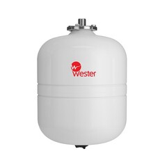 Бак расширительный WESTER WDV Premium объём 18л, DN 20, PN 12, для ГВС, гелиосистемы, вертикальный, резьбовое-НР, G-3/4'', без опор с контрфланецем из нержавеющей стали, белый, Россия