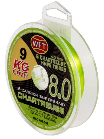 Леска плетёная WFT KG x8 Chartreuse 150 м, 0.08 мм