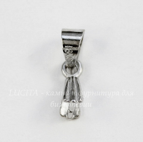 Держатель кулона - петелька "Ракушка" 8х5х3 мм (цвет - античное серебро)
