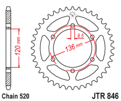 Звезда задняя JT R 846.45 Yamaha XJR 400 R 93-04