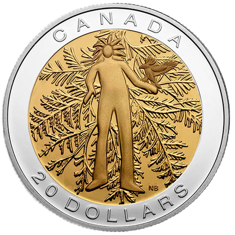 Канада 2014, 20 долларов, серебро. Семь священных учений. Честность (Великан и ворона)