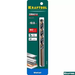 KRAFTOOL COBALT-8, 10.0 х 133 мм, сталь М42, HSS-Co(8%), сверло по металлу (29656-10)