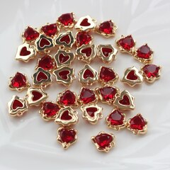 Подвеска Сердце с фианитом 13*11 мм, красный, позолота, П358