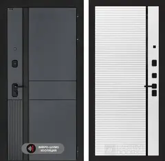 Входная металлическая дверь Лабиринт Evolab (Эволаб) Velluto Oscuro 22 Белый софт, черный молдинг (матовый, без текстуры)
