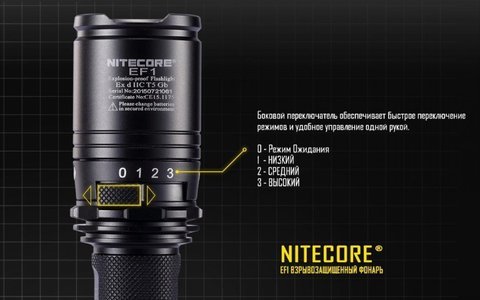 Фонарь светодиодный Nitecore EF1 CREE XM-L2 U3, 830 лм, аккумулятор