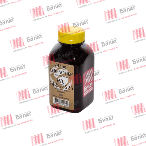 Девелопер БУЛАТ s-Line WC 7425 Y для Xerox WC 7425, WC 7525, WC 7830, Phaser 7800 (Жёлтый, банка 200 г)