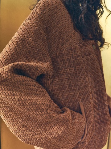 ПРЕДЗАКАЗ Куртка коричневая из плетеной замши AMALIE x LYNA by O.Rim