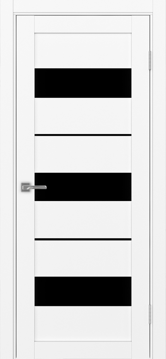 Дверь межкомнатная Оптима Порте Турин 526.122, цвет белый снежный, экошпон, стекло лакобель черное
