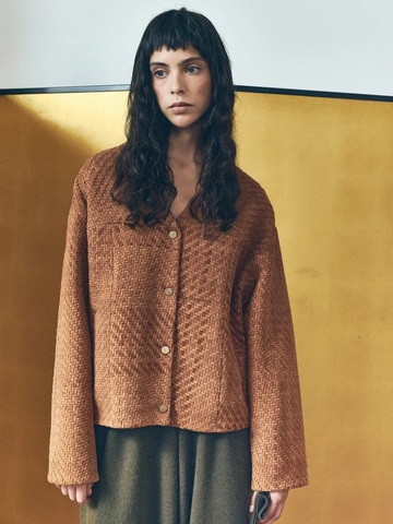 ПРЕДЗАКАЗ Куртка коричневая из плетеной замши AMALIE x LYNA by O.Rim