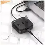 Хаб USB-концентратор USB на 4 USB 3.0 (длина кабеля 120 cм) Hoco HB31 (Черный)