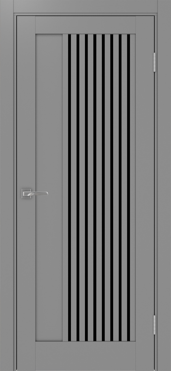 Дверь межкомнатная Оптима Порте Турин 544.12, цвет серый, экошпон, стекло лакобель черное
