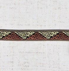 Тесьма жаккард, ш. 3,2 см, чёрный с коричневым/золотом