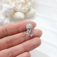 Подвеска Медуза с фианитами 23*11 мм, родий, П822
