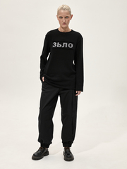 Лонгслив с нашивкой "Зьлая Фуфайка". Черный