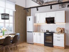 Прямая модульная кухня Лофт-05 White Silk - Дуб Вотан 2140*2000*600