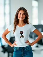 Футболка больших размеров с принтом девушка