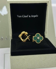 55236 - Cерьги Trendy клевер из стали в лимонной позолоте с цветными вставками