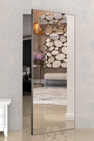 Межкомнатная дверь Zadoor FiloMuro ПГ Elen ALU Chrome с зеркалом