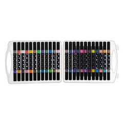 
          Фломастеры Basir, серия "Блёстки", разноцветные, двусторонние, в прозрачном пластиковом футляре, набор 24 шт