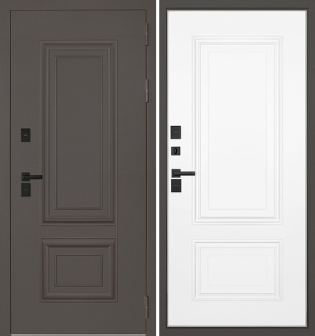 Входная дверь уличная АСД с терморазрывом 3К Норильск муар коричневый / Белый матовый