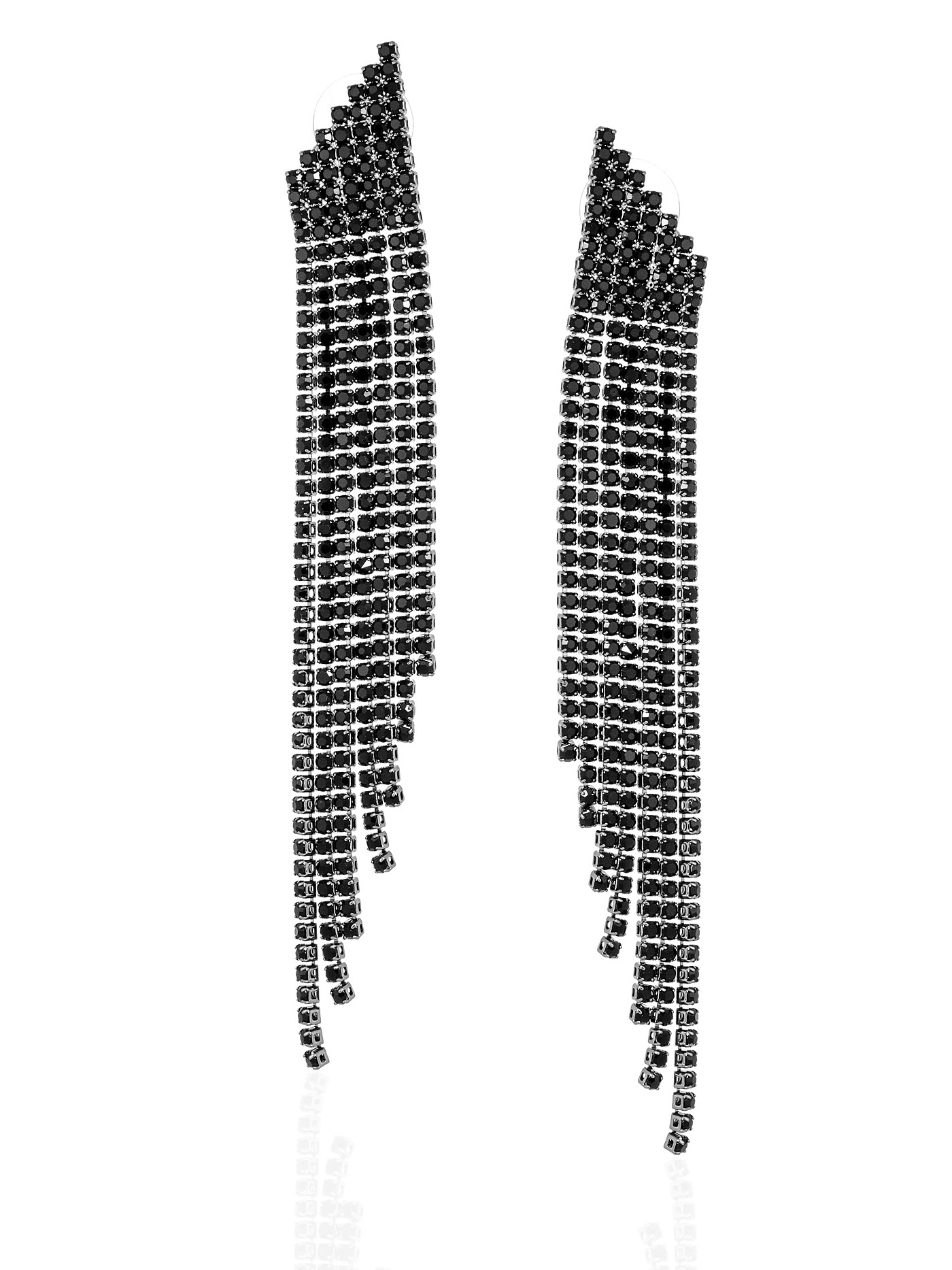 Длинные вечерние серьги с фианитами