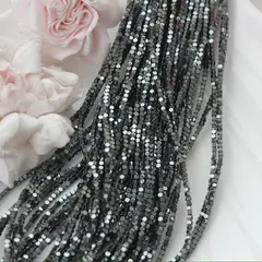 Гематин гематит, кубик усеченый, 2 мм, чёрный, 1 нить, ГМ100