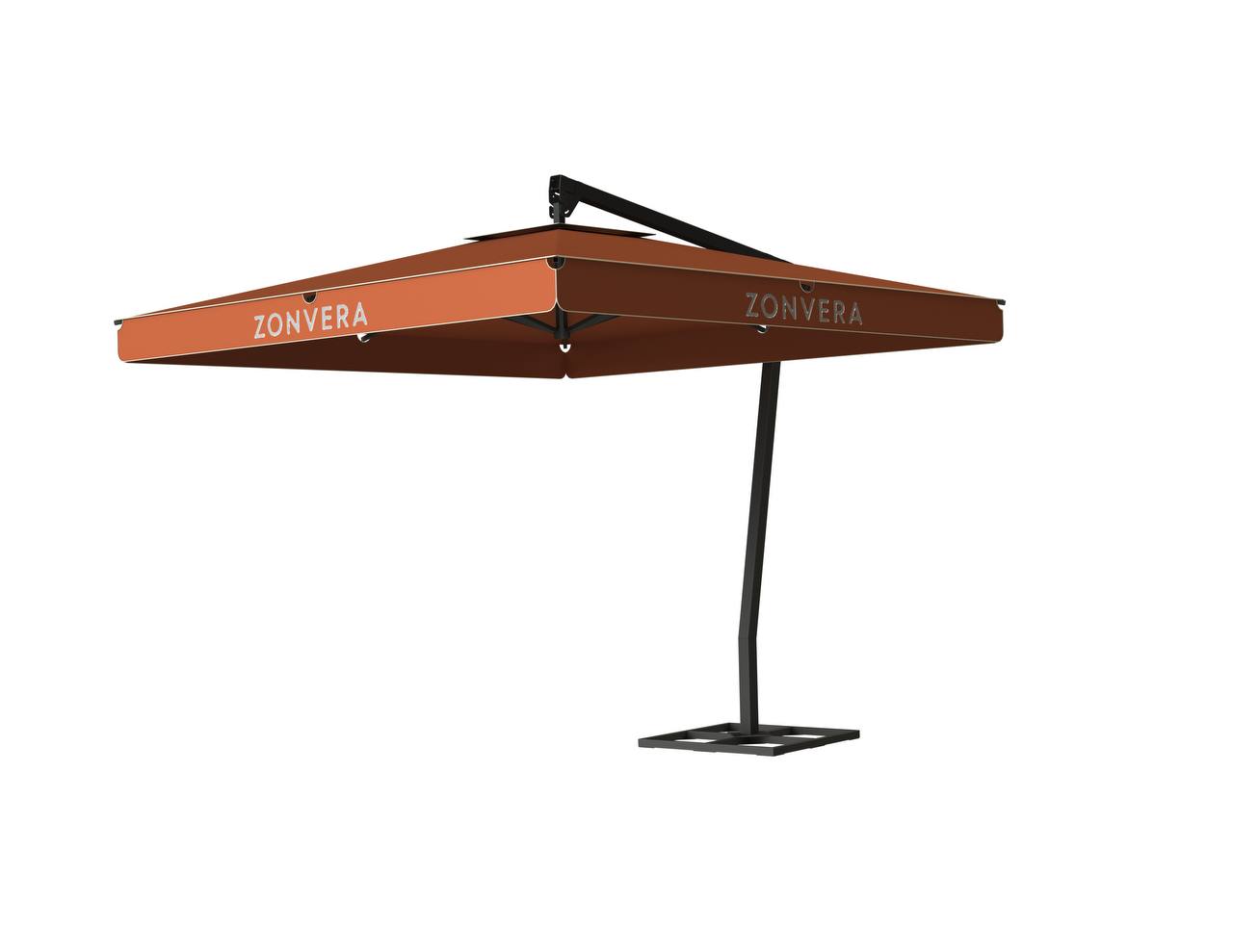 Квадратный зонт на боковой опоре, на стальной, металлической стойке