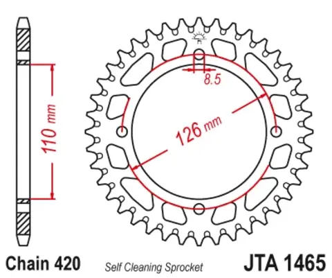 Звезда ведомая алюминиевая JTA1465 46BLK