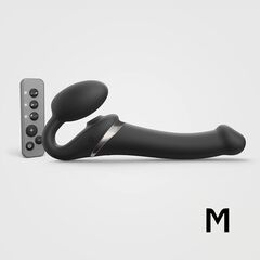 Черный безремневой страпон Multi Orgasm Size M с клиторальной стимуляцией - 