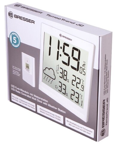 Метеостанция (настенные часы) Bresser TemeoTrend JC LCD, белая