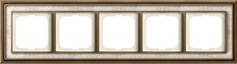 Рамка на 5 постов. Цвет Латунь античная, белая роспись. ABB(АББ). Dynasty(Династия). 1754-0-4594