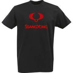 Футболка с однотонным принтом Санг Йонг (SsangYong) черная 004