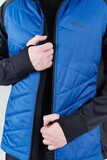 Премиальный костюм для лыж и зимнего бега Nordski Hybrid Hood Premium Black/Blue с лямками