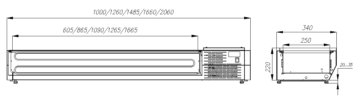 Холодильная витрина для ингредиентов Полюс A30 SM 1,5 0430