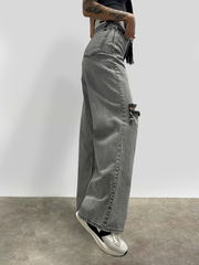 Джинсы Replus Jeans 10216 трубы с дыркой на коленке и светлым ремнем в комплекте