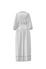 Сиена. Платье льняное комбинированное в пол с вышивкой PL-42-5369