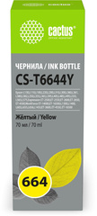 Чернила Cactus CS-T6644Y 664 желтый 70мл для Epson L130,  L110,  L100,  L220,  L200,  L310,  L300,  L360,  L361,  L380,  L382,  L350,  L355,  L365,  L395,  L405,  L485,  L495,  L555,  L565,  L575,  Expression ET-2500,  ET-2550,  ET-2600,  ET-2650,  E