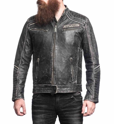 Affliction | Куртка кожаная мужская Renegade Riders Leather Jacket Black 110OW204 спереди