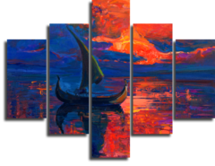 Модульная картина "Корабль на закате"