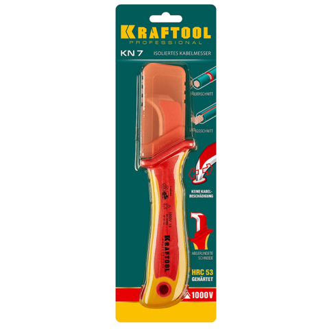 KRAFTOOL KN-7, 1000 В, изогнутый, диэлектрический нож электрика (45400)