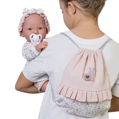 Munecas Antonio Juan Кукла интерактивная Мия Мария с рюкзаком, 42 см, пьет, писает, винил (50266)