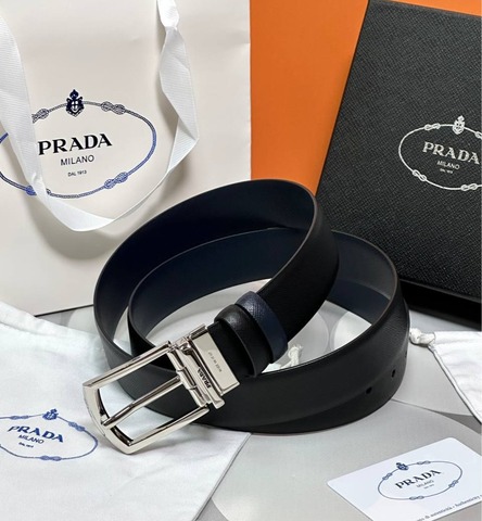 Двухсторонний ремень Prada чёрный/синий