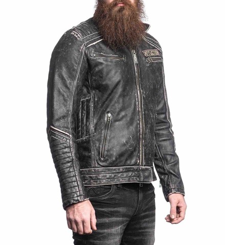 Affliction | Куртка кожаная мужская Renegade Riders Leather Jacket Black 110OW204 правый бок