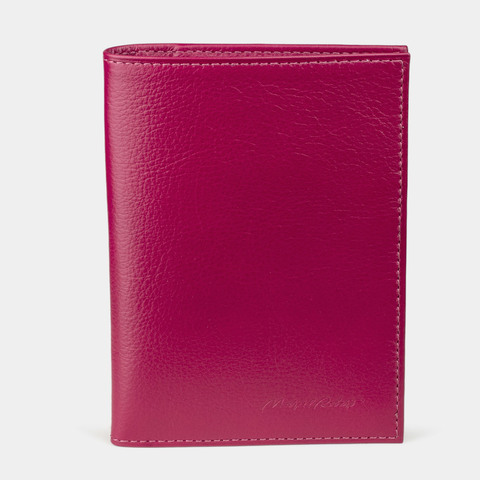 Кожаная обложка для паспорта и автодокументов, теленок цвета малины