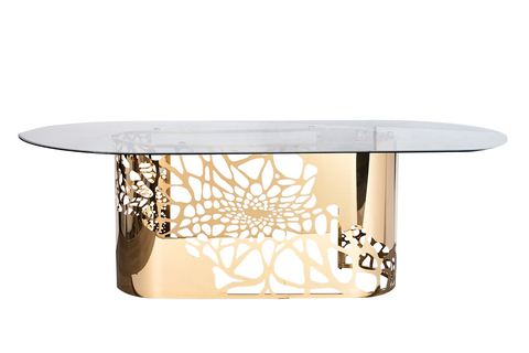Стол обеденный 240х110х74.5см Garda Decor прозрачный/золотой