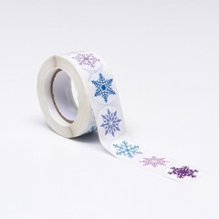 Наклейки в рулоне "Снежинки",500 шт,2,5 х 2,5 см