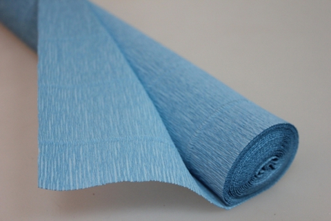 Бумага гофрированная простая, голубой, 50 см*250 см. (556),