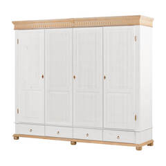 Шкаф Хельсинки 4GTM (белый воск/антик), 252x218x62 см