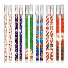 
          Ручка шариковая, Basir, синие чернила, серия "Новогодние", цветной корпус, 12 шт